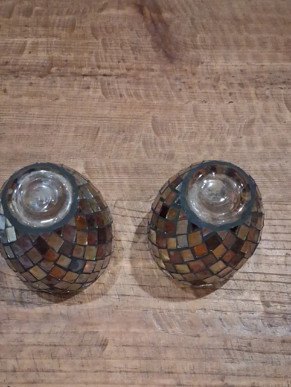 Vintage Mosaic Glass Votive Holders – Iridescent Multicolor (Brand Unbranded)